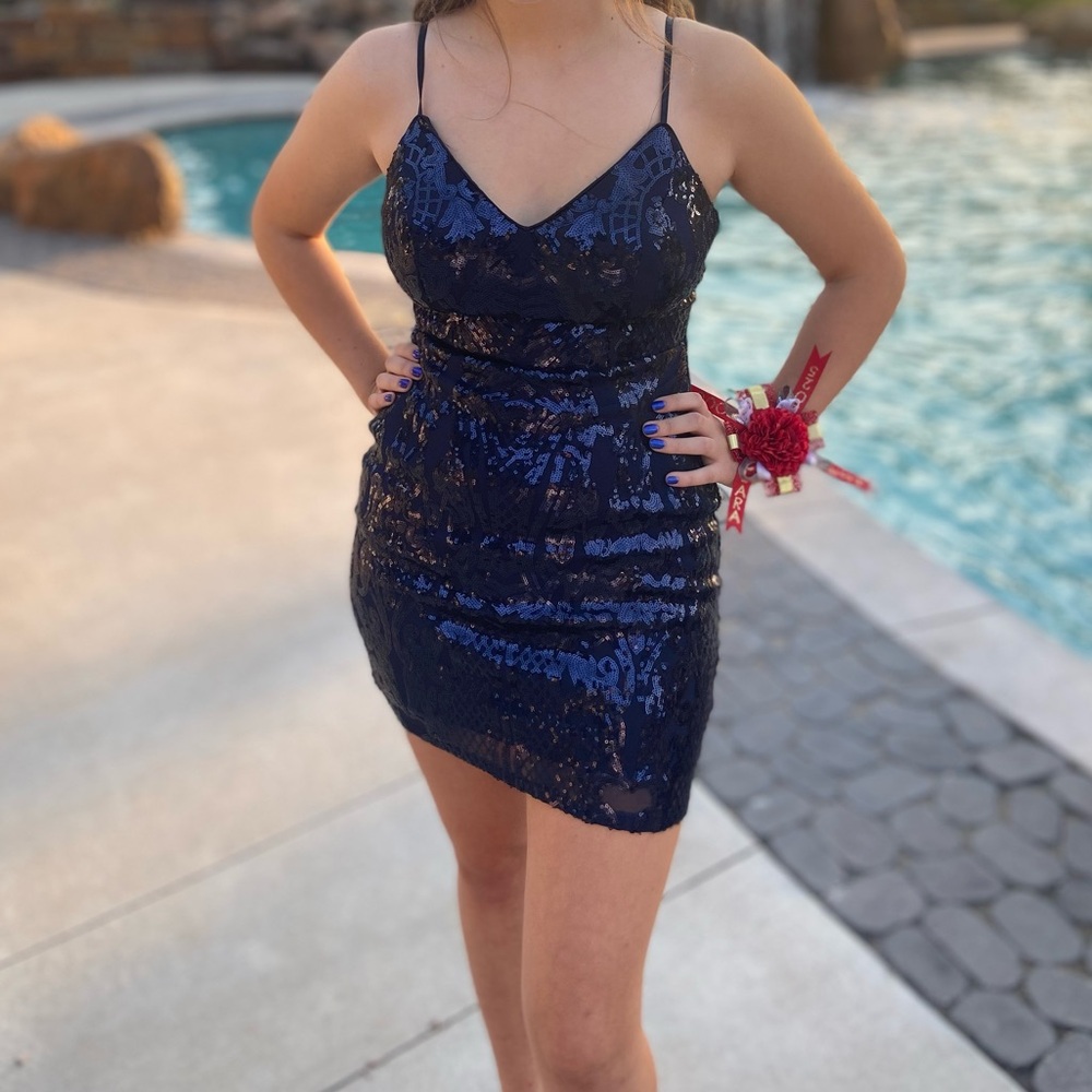Blue Sequin Dress Hoco